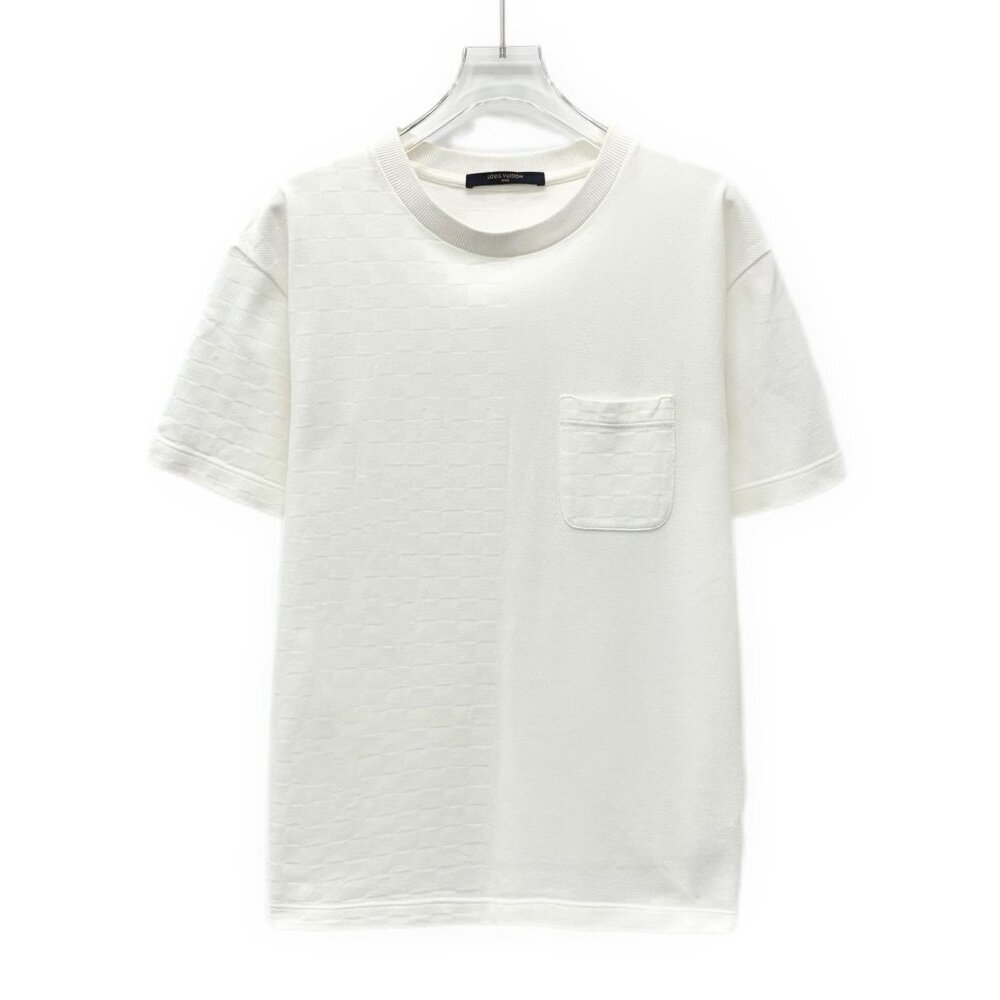 Louis Vuitton White Cotton Checkerboard Short Sleeve T-Shirt S Size